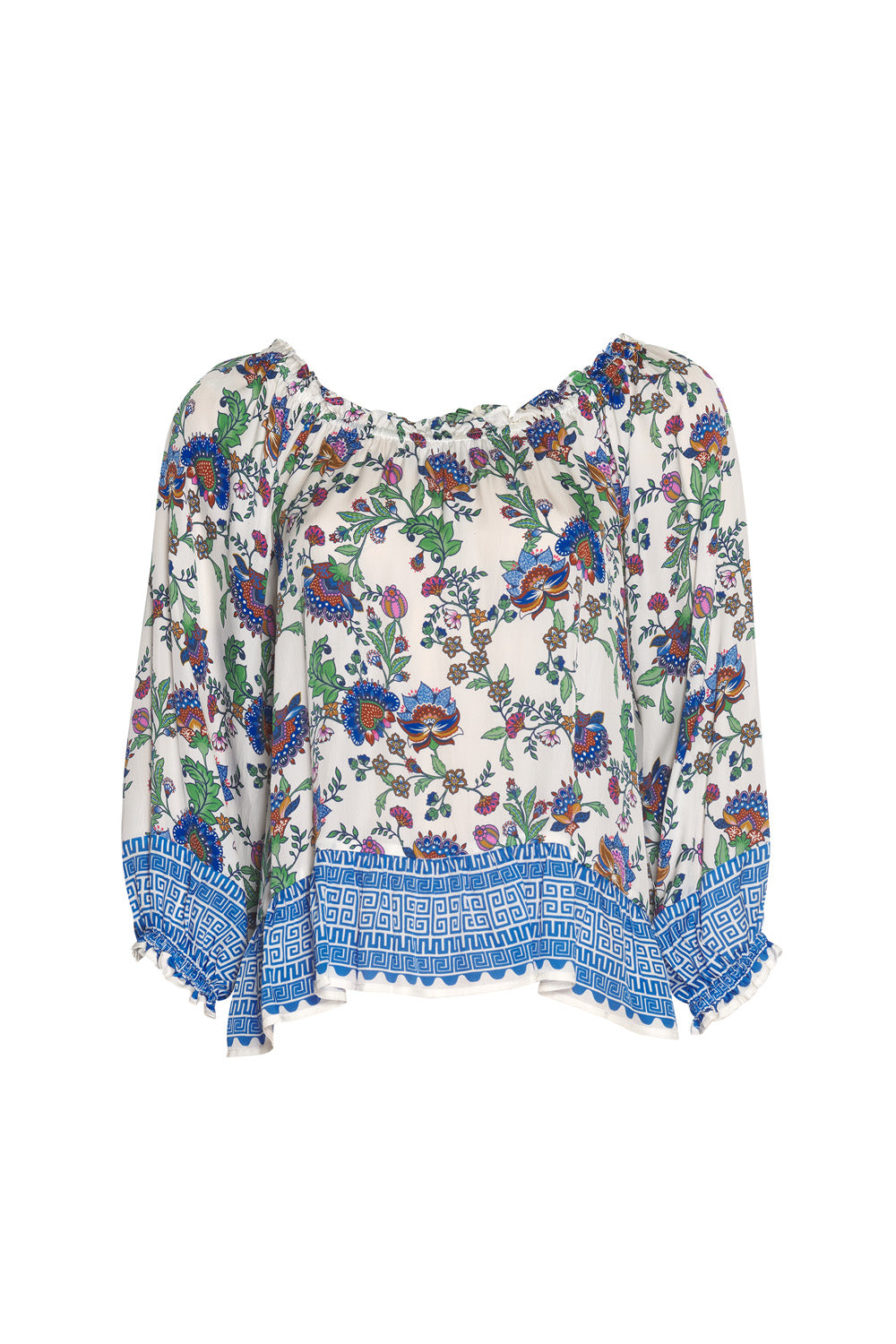 LOOBIES STORY CALLIOPE BLOUSE - WHITE MULTI - THE VOGUE STORE