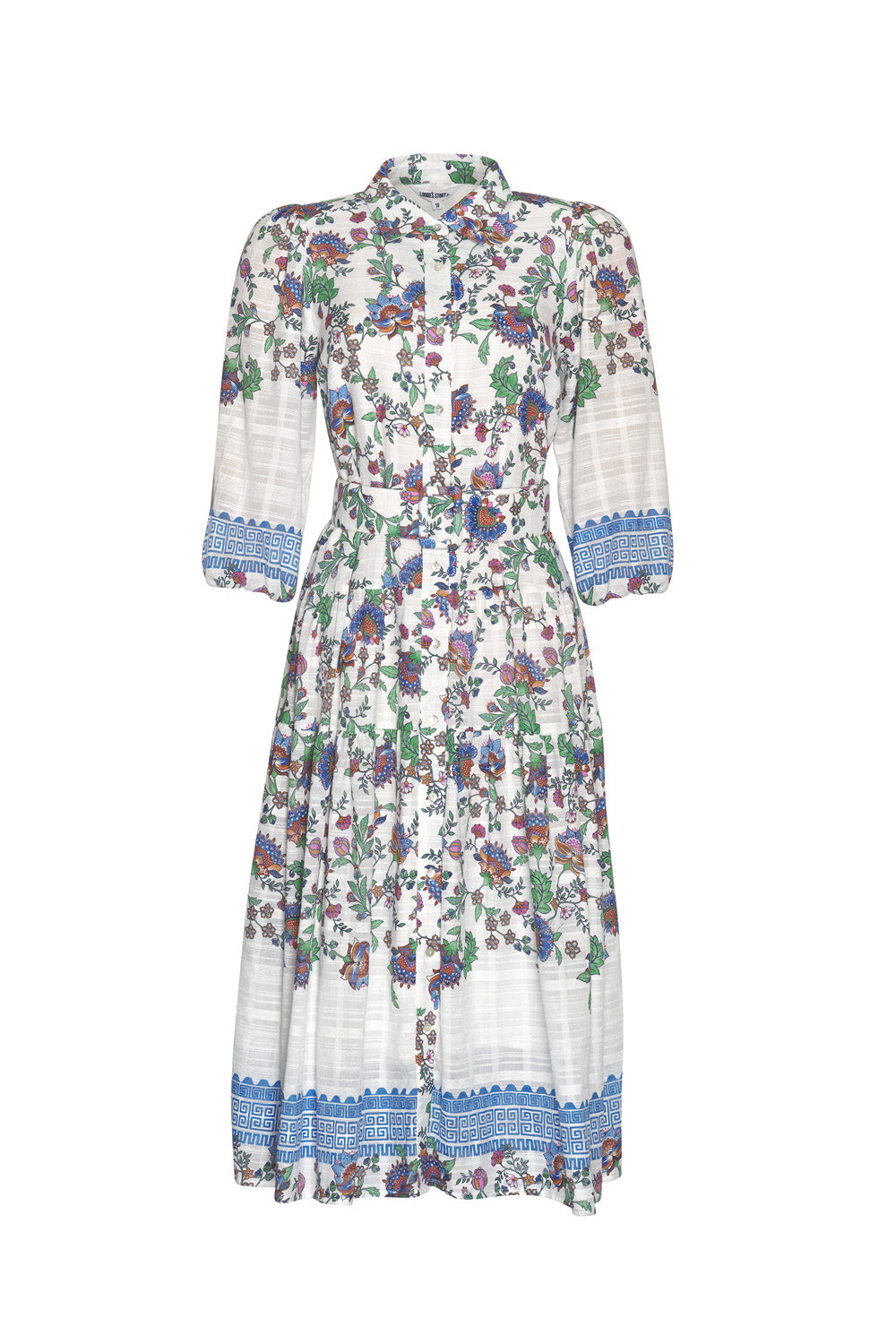 LOOBIES STORY CALLIOPE SHIRT  DRESS - WHITE MULTI - THE VOGUE STORE