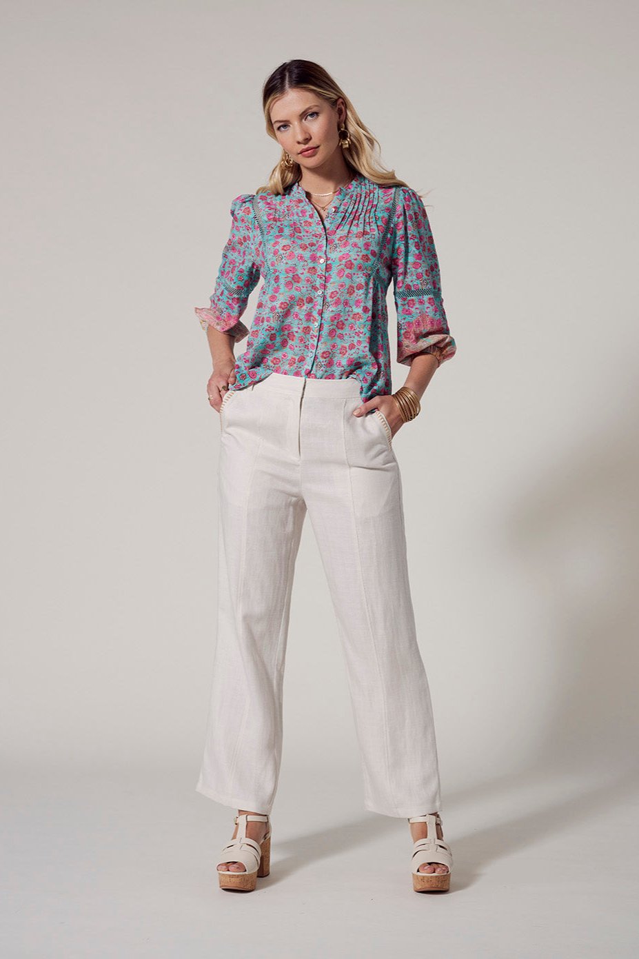 LOOBIES STORY RAVELLO SHIRT - AQUA MULTI - THE VOGUE STORE