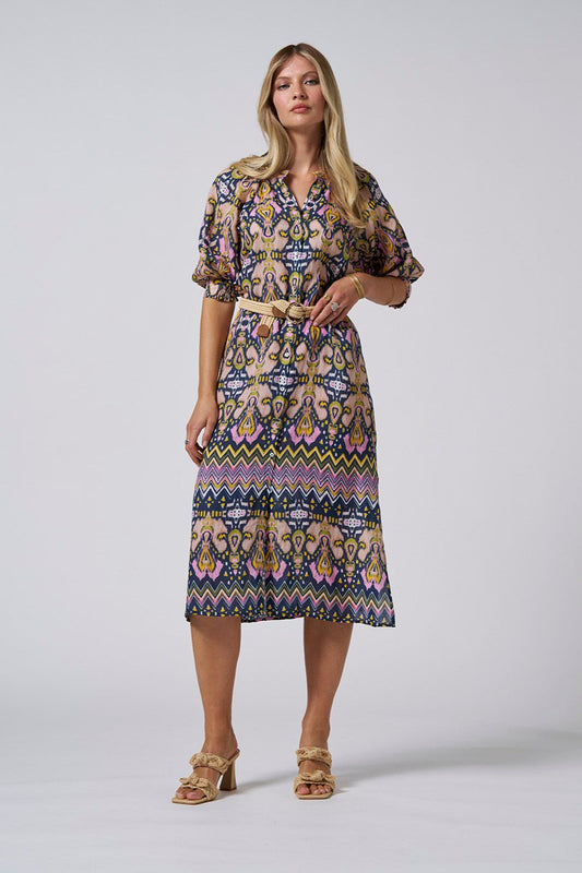 LOOBIES MIRA SHIRT DRESS - INDIGO MULTI - THE VOGUE STORE