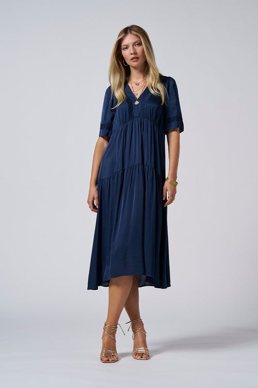 LOOBIES STORY SELENE MIDI DRESS - INDIGO - THE VOGUE STORE