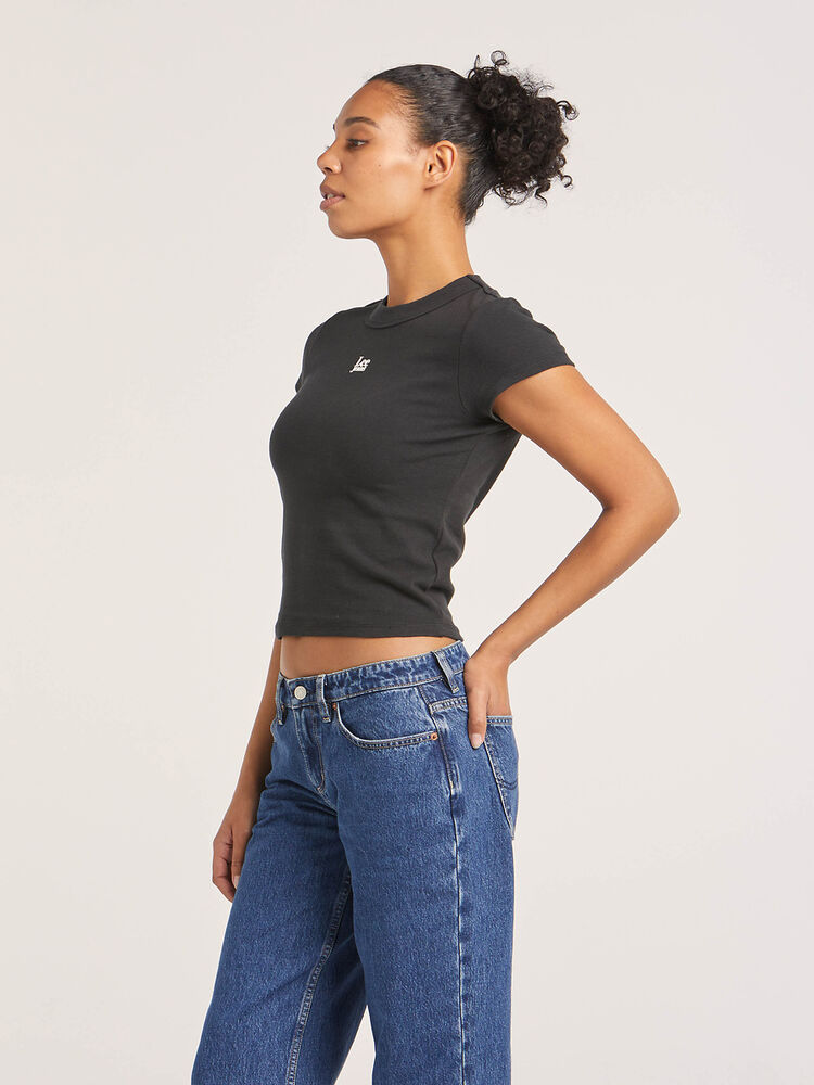 LEE ESSENTIAL RIB TEE - TIMELESS BLACK - THE VOGUE STORE