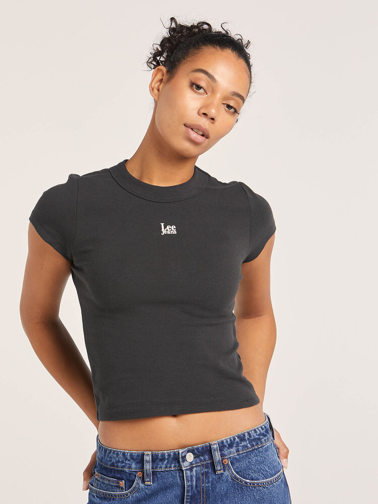 LEE ESSENTIAL RIB TEE - TIMELESS BLACK - THE VOGUE STORE