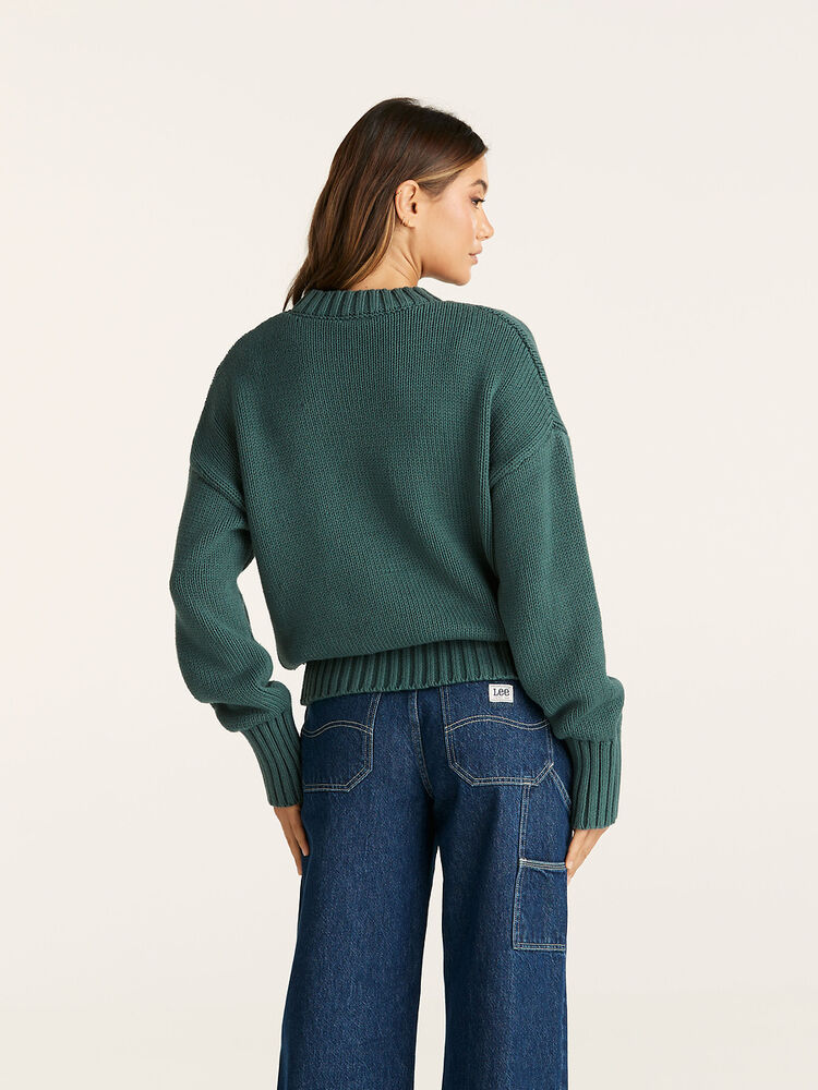 LEE MAYA KNIT SWEATER - FOREST - THE VOGUE STORE