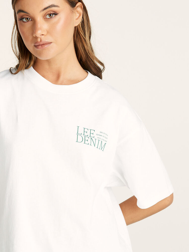 LEE KANSAS 2.0 BAGGY TEE - OPTIC WHITE - THE VOGUE STORE