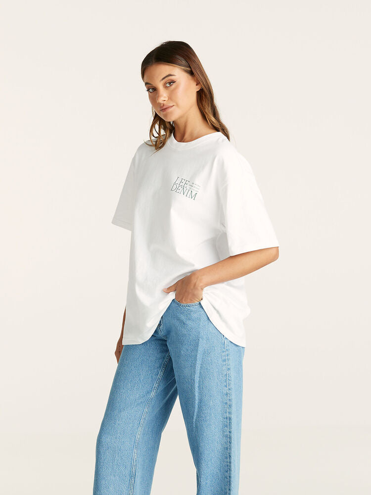 LEE KANSAS 2.0 BAGGY TEE - OPTIC WHITE - THE VOGUE STORE