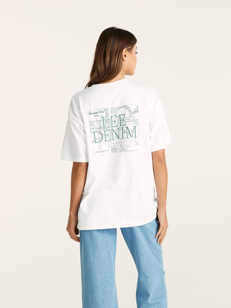 LEE KANSAS 2.0 BAGGY TEE - OPTIC WHITE - THE VOGUE STORE