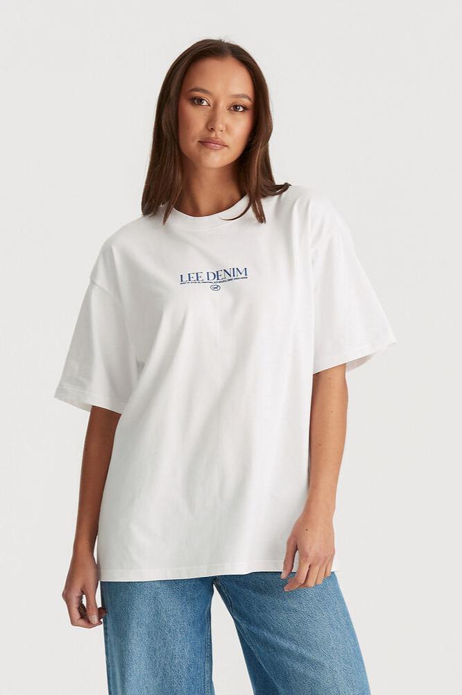 LEE CITYSCAPE BAGGY TEE - OPTIC WHITE - THE VOGUE STORE