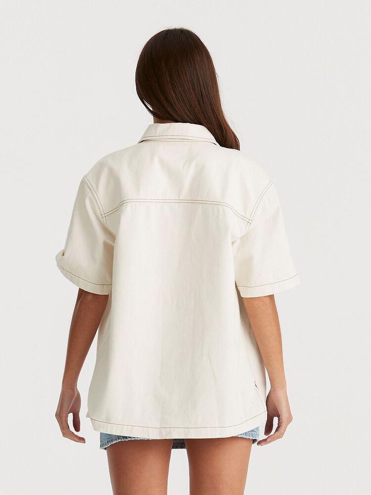 LEE DENIM BOXY SHIRT - MILK - THE VOGUE STORE