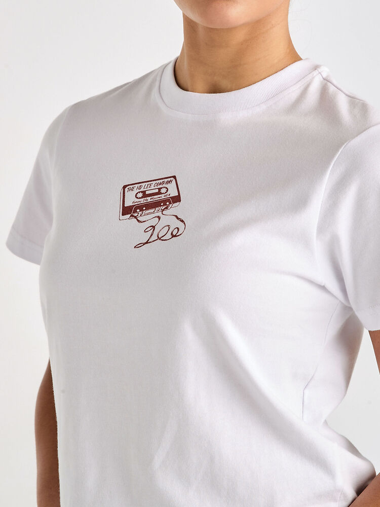 LEE TAPE DECK SHRUNKEN TEE - OPTIC WHITE - THE VOGUE STORE