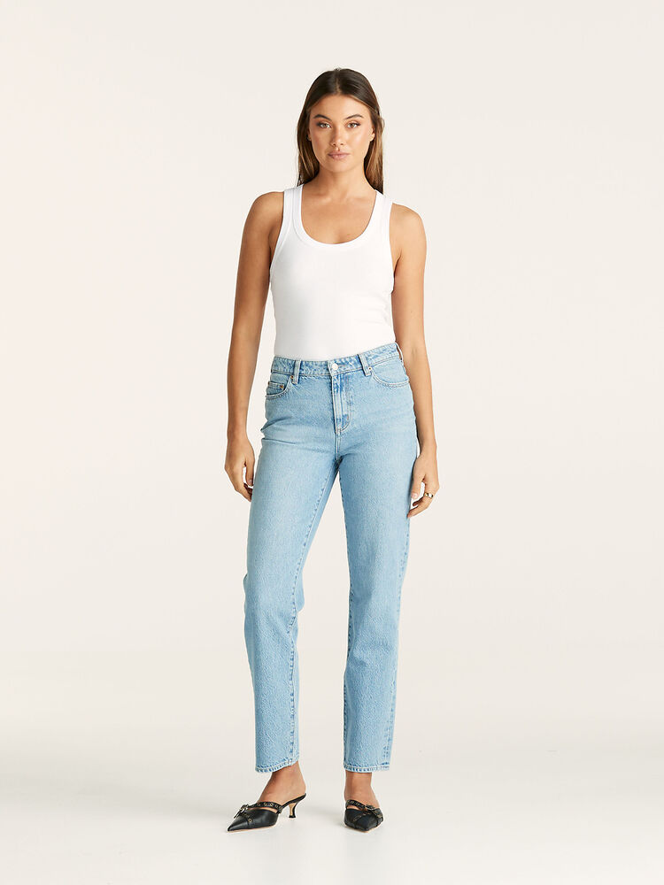 LEE MID SLIM STRAIGHT JEAN - LAFAYETTE BLUE - THE VOGUE STORE