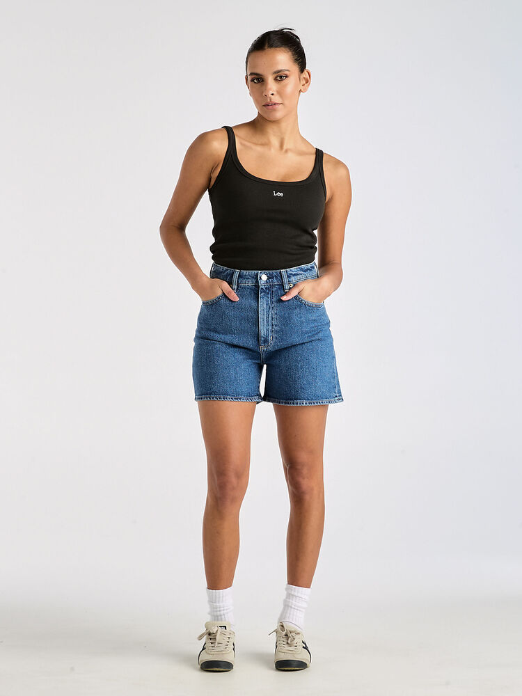 LEE HIGH MOM SHORT - BLUE STONE