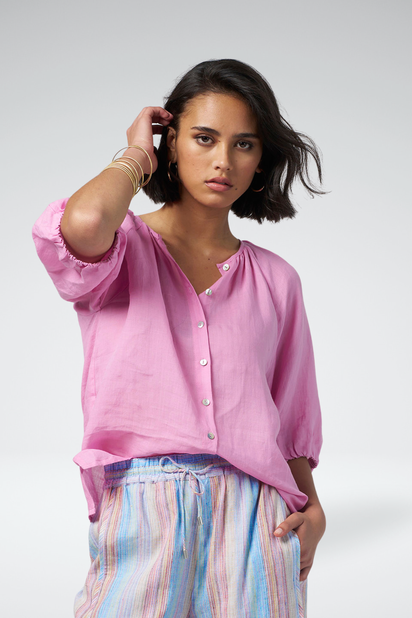 MADLY SWEETLY COLOURWHEEL BLOUSE - ROSE - THE VOGUE STORE