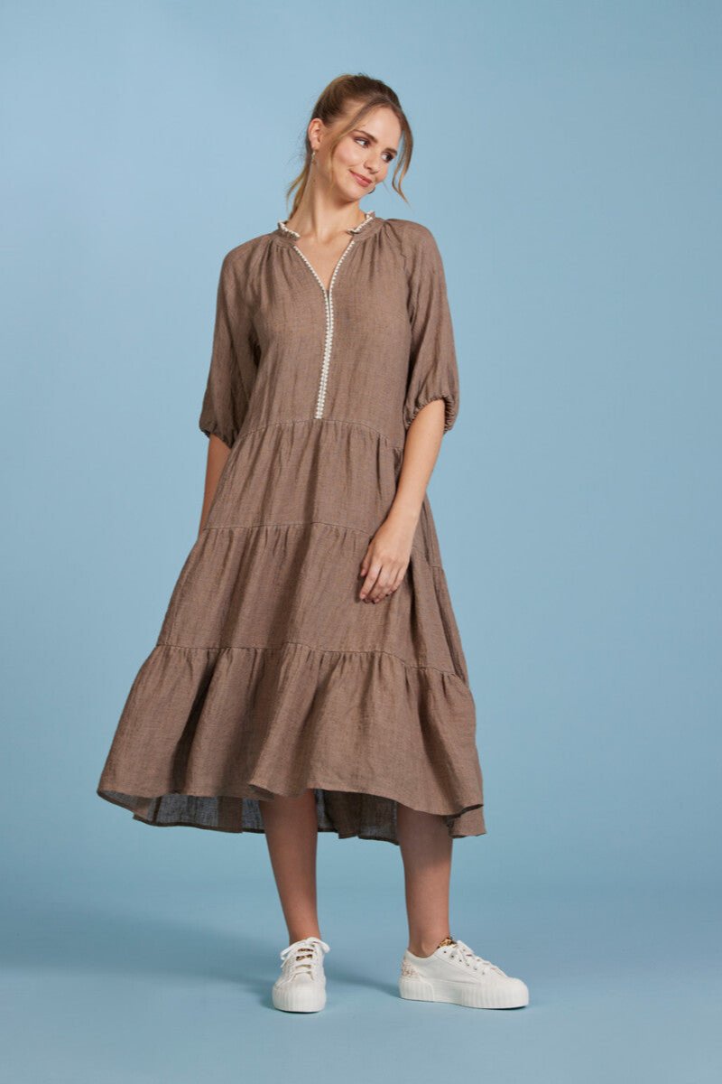 MADLY SWEETLY GLASSHOUSE MIDI DRESS - COCOA