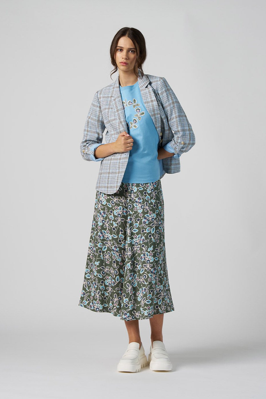 MADLY SWEETLY CHECKED IN BLAZER - BLUE - THE VOGUE STORE