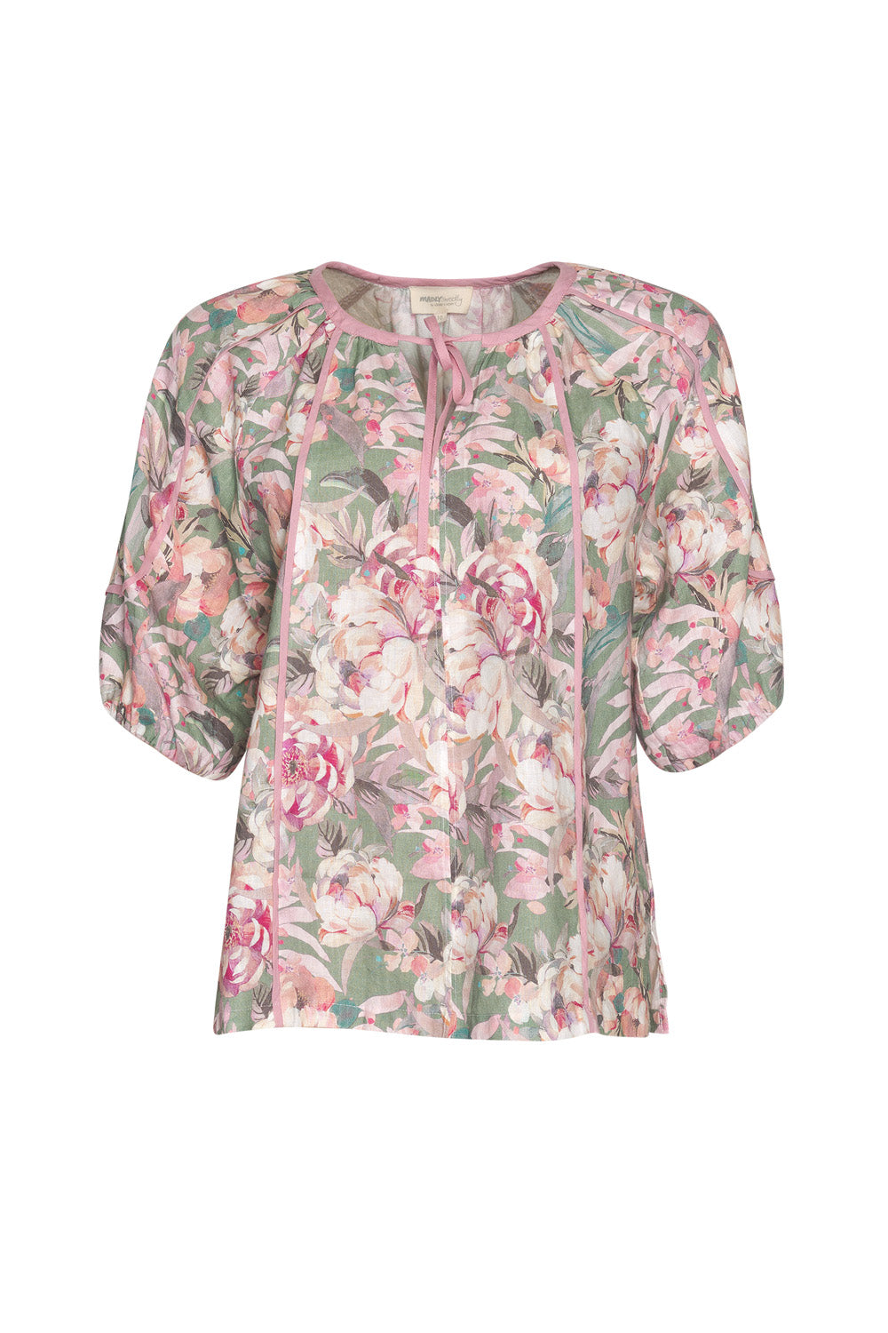 MADLY SWEETLY PETALS PLEASE BLOUSE - SAGE MULTI - THE VOGUE STORE