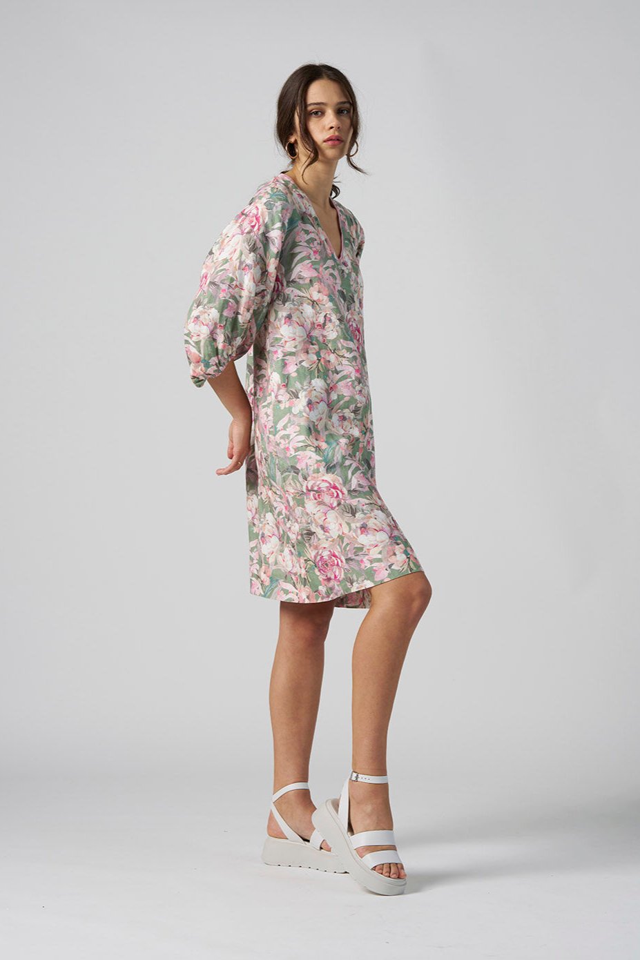 MADLY SWEETLY PETALS PLEASE DRESS - SAGE MULTI - THE VOGUE STORE