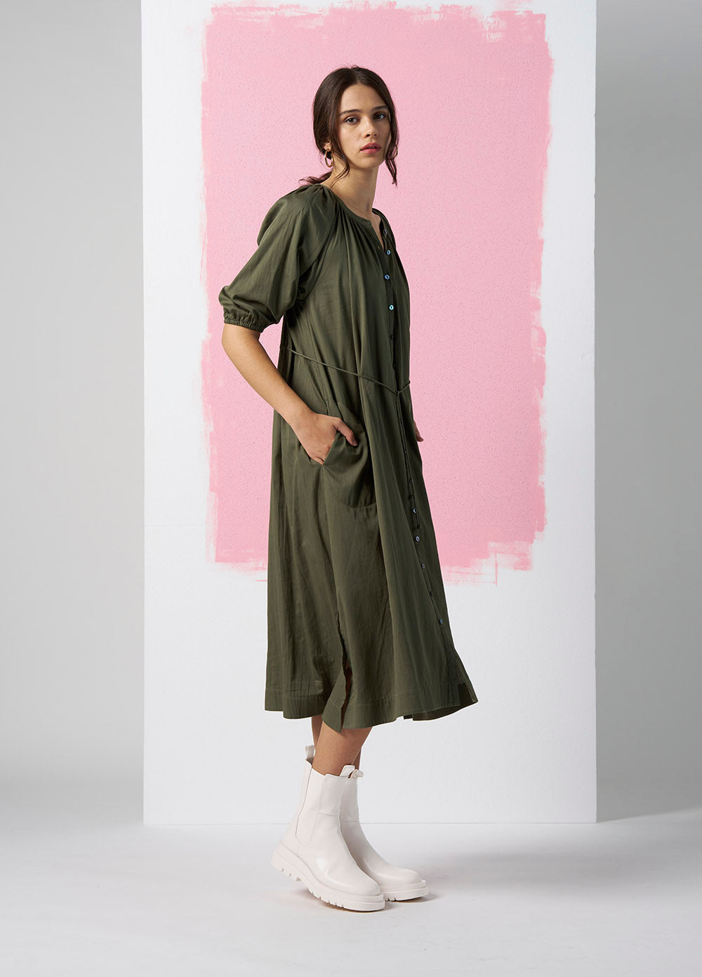 MADLY SWEETLY WISTFUL DRESS - PALM GREEN - THE VOGUE STORE