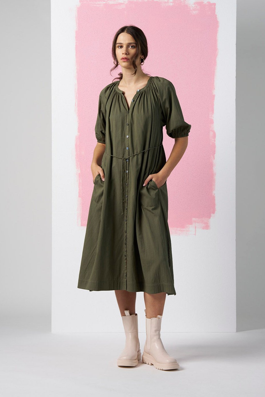 MADLY SWEETLY WISTFUL DRESS - PALM GREEN - THE VOGUE STORE