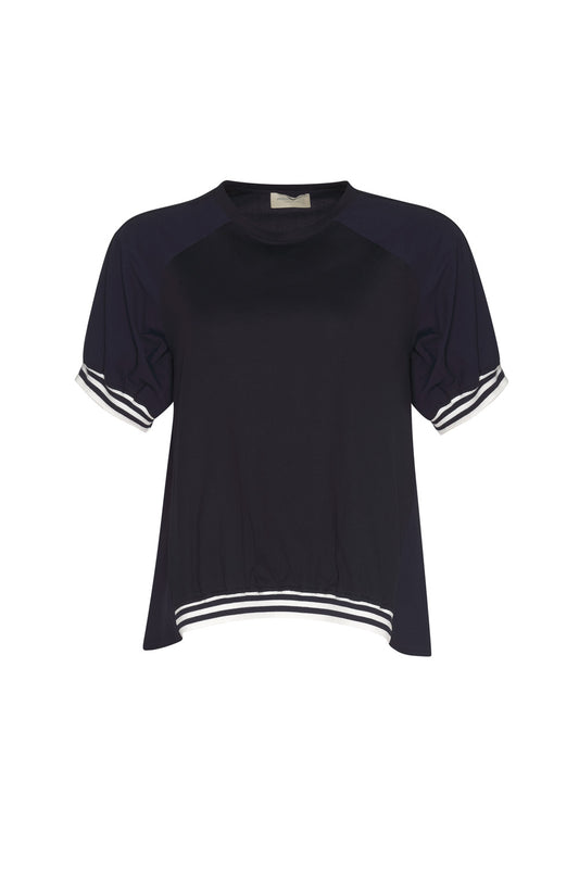 MADLY SWEETLY MIXED MEDIA TEE - NAVY - THE VOGUE STORE