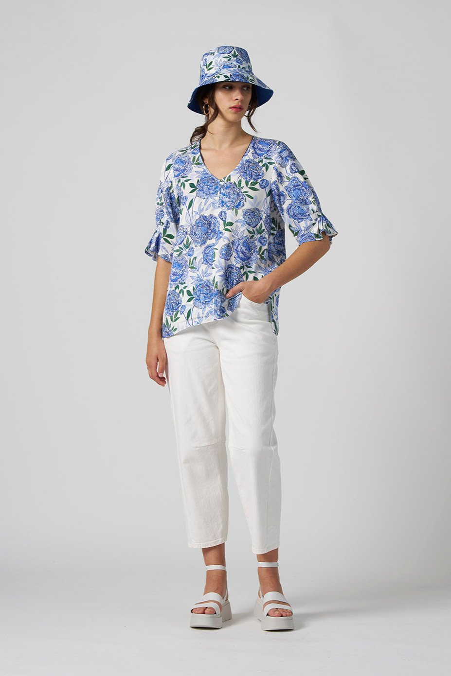 MADLY SWEETLY HIGH TEA TOP - WHITE MUILTI - THE VOGUE STORE