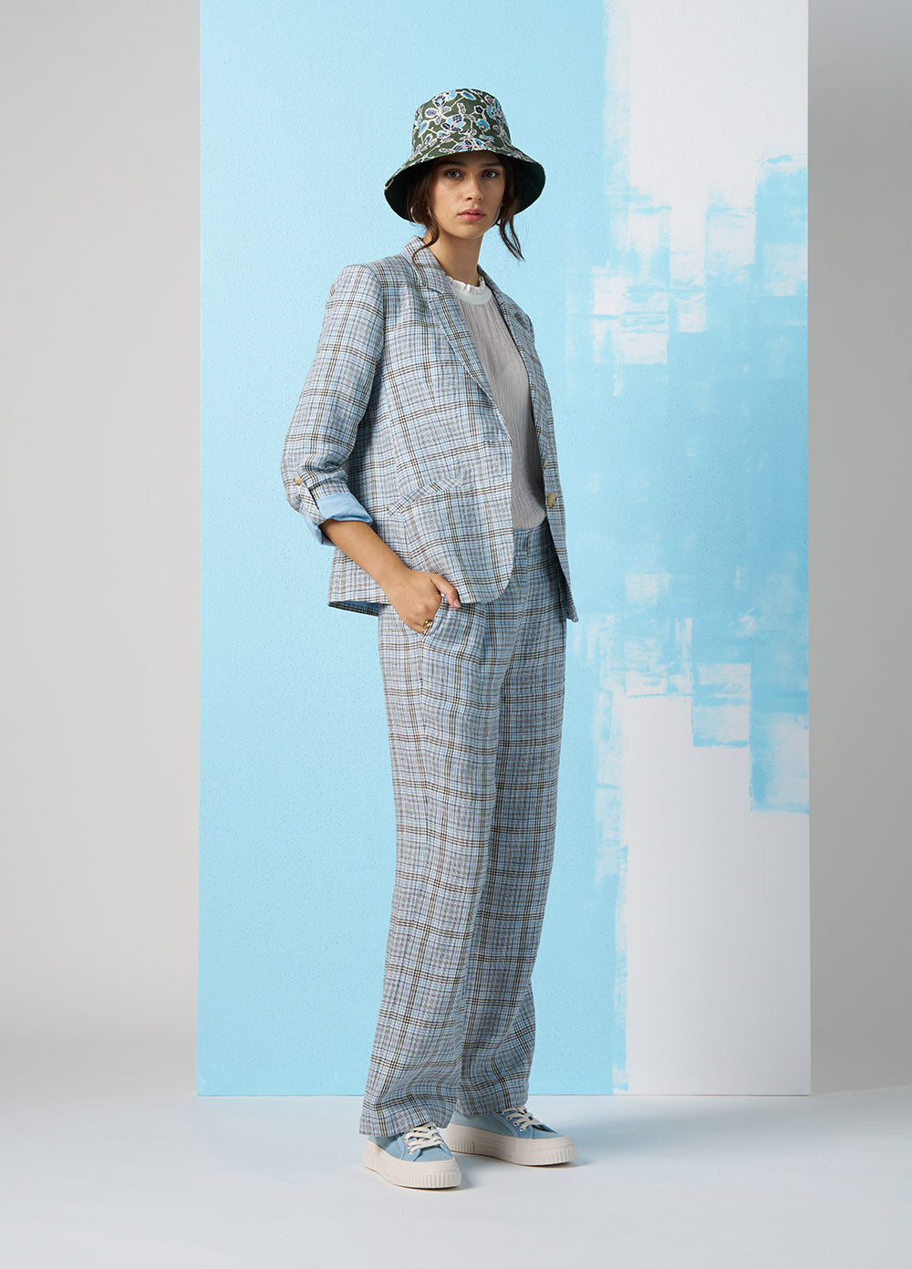 MADLY SWEETLY CHECKED IN PANT - BLUE - THE VOGUE STORE