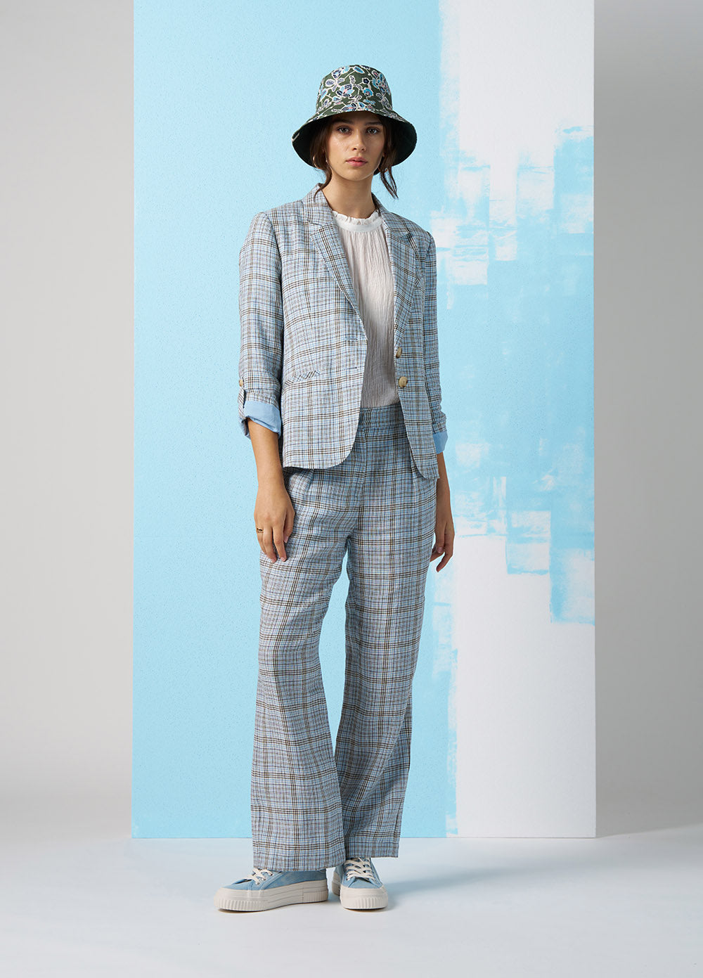 MADLY SWEETLY CHECKED IN BLAZER - BLUE - THE VOGUE STORE