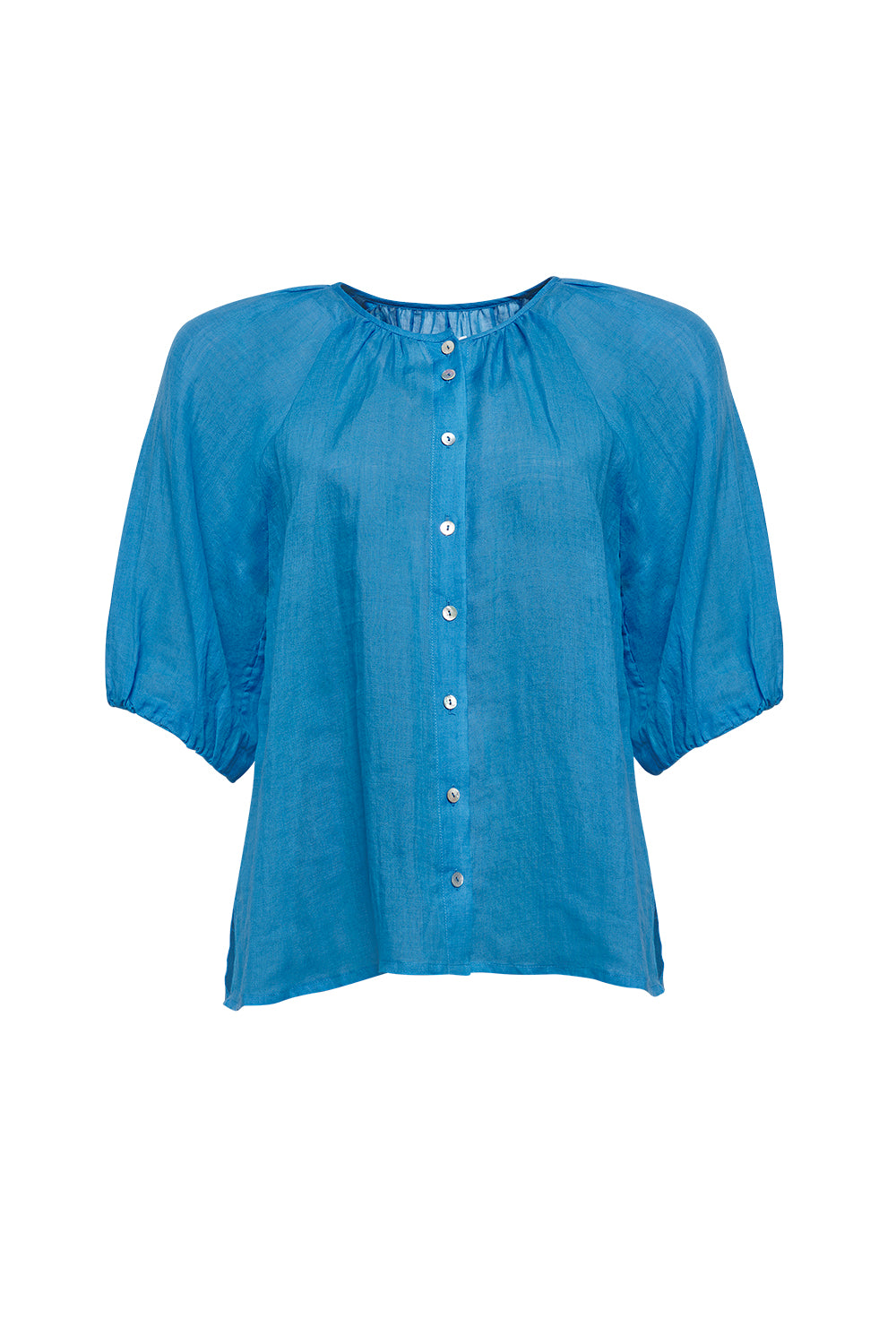 MADLY SWEETLY COLOURWHEEL BLOUSE - AZURE - THE VOGUE STORE