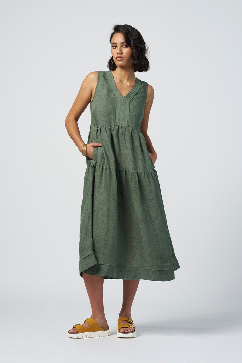 MADLY SWEETLY SUNSHINE MIDI DRESS - KHAKI - THE VOGUE STORE