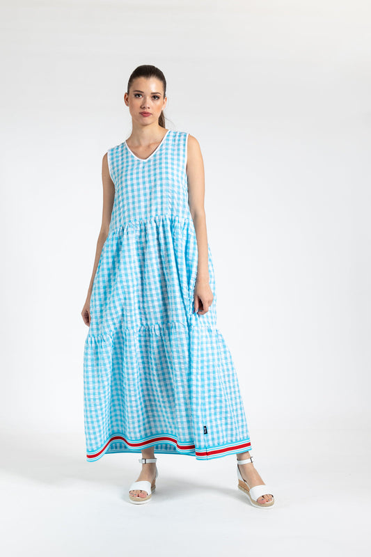 JELLICOE DRESS - GINGHAM BLUE