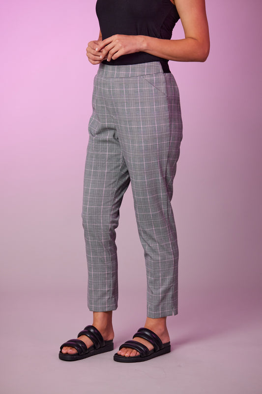 NEWPORT ZEKE CHECK PANT - BLACK/PINK CHECK - THE VOGUE STORE