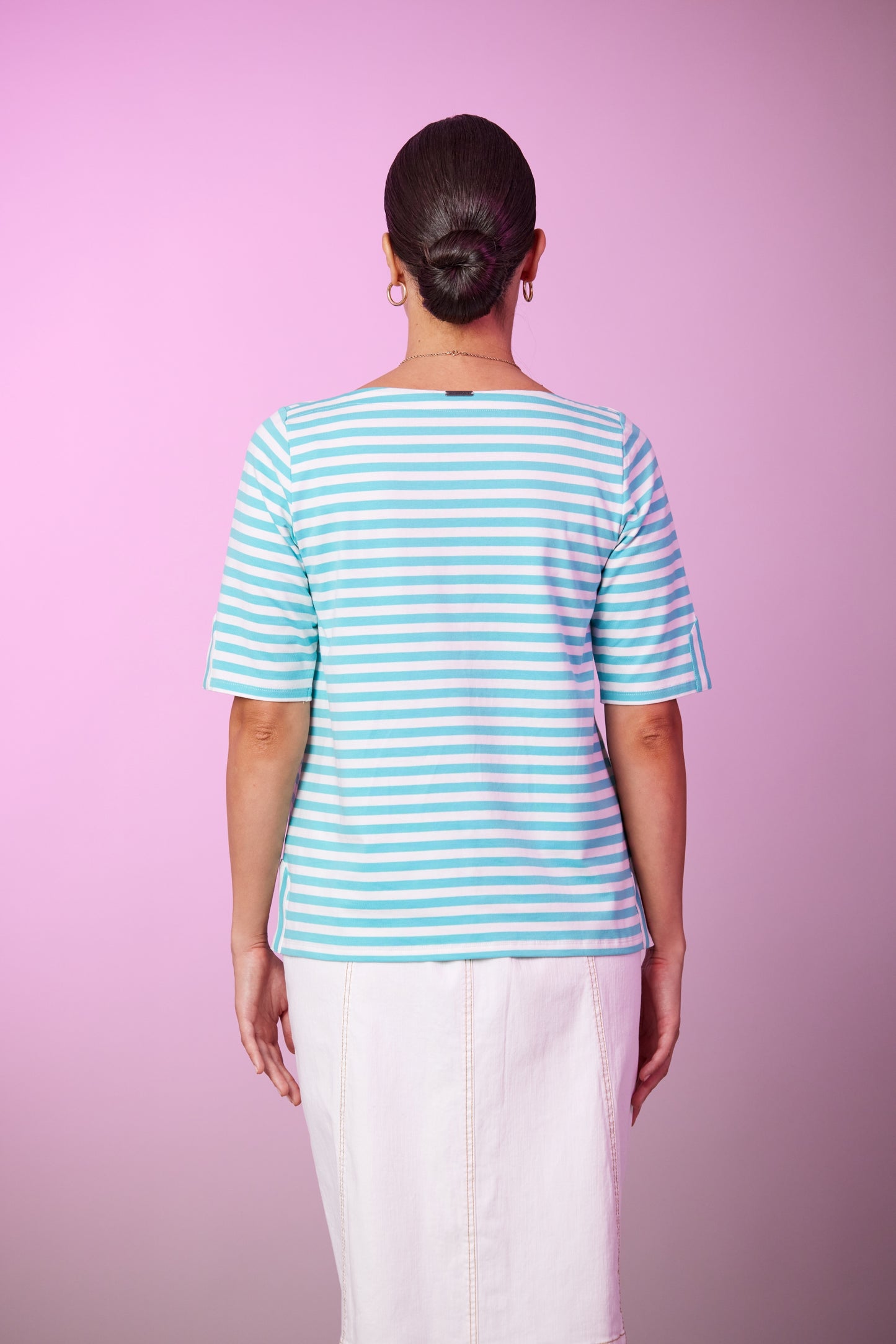 NEWPORT BECKETT STRIPE TEE - AQUA STRIPE - THE VOGUE STORE