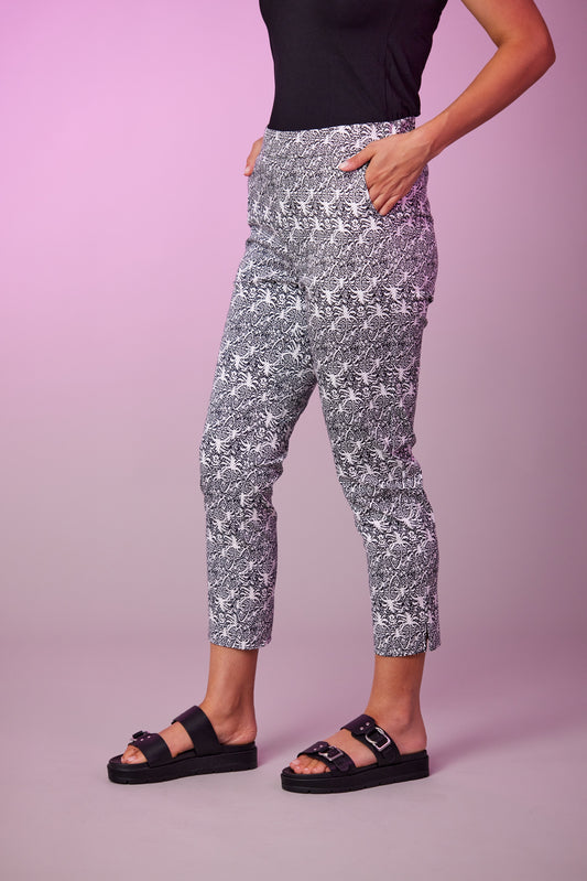 NEWPORT KANE PRINTED PANT - BLACK/WHITE PRINT - THE VOGUE STORE