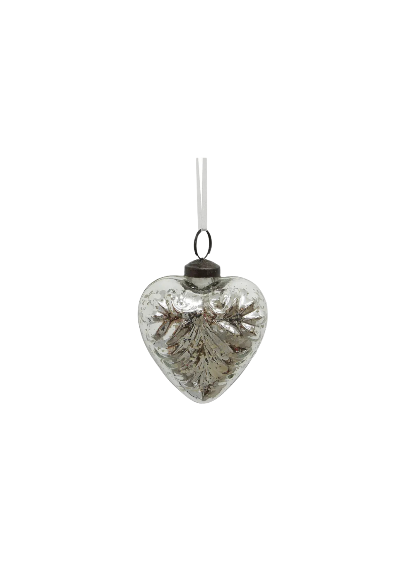  PRESSED GLASS HEART SILVER - THE VOGUE STORE