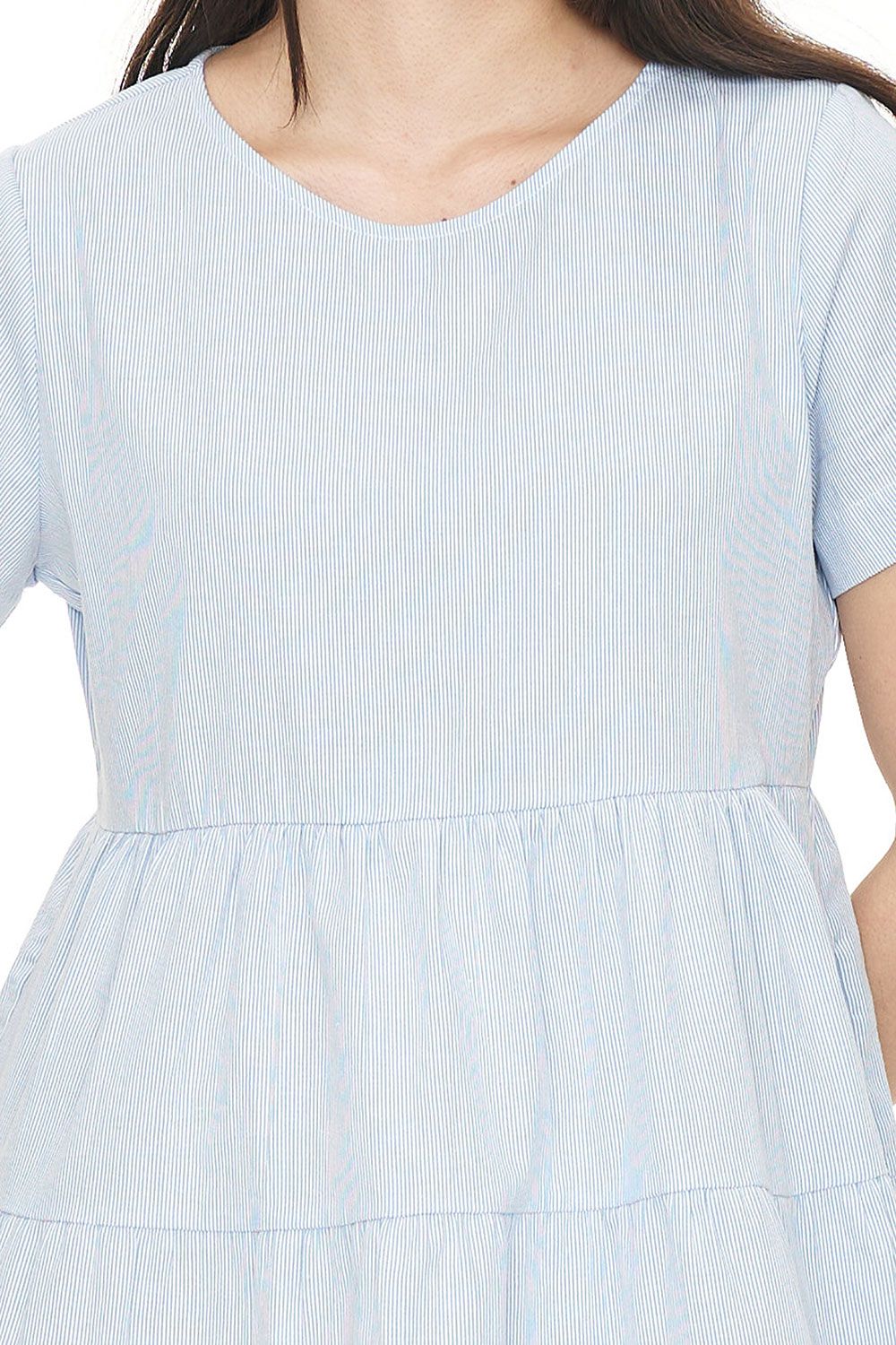 HUFFER CRUISE MILLY DRESS - BLUE HAZE/CHALK - THE VOGUE STORE