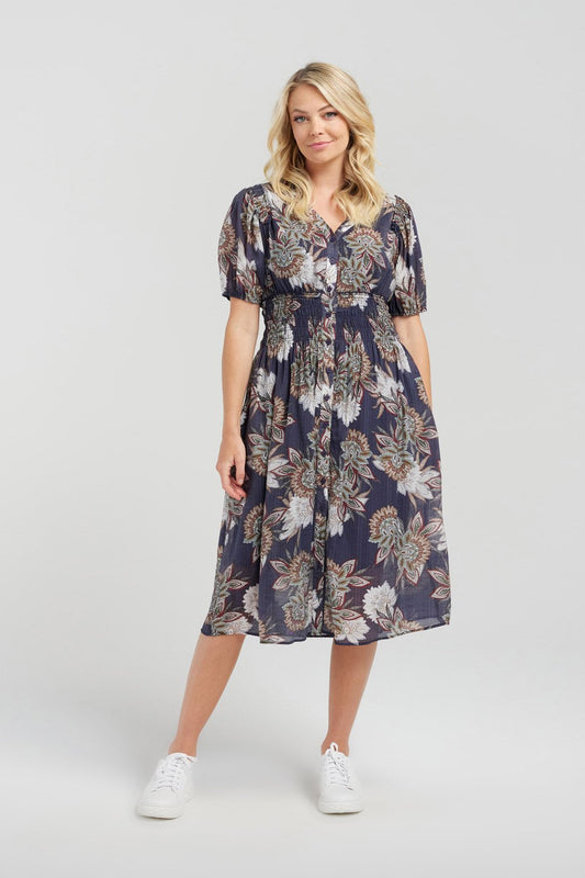 SEDUCE MAGGIE DRESS - NAVY FLORA - THE VOGUE STORE