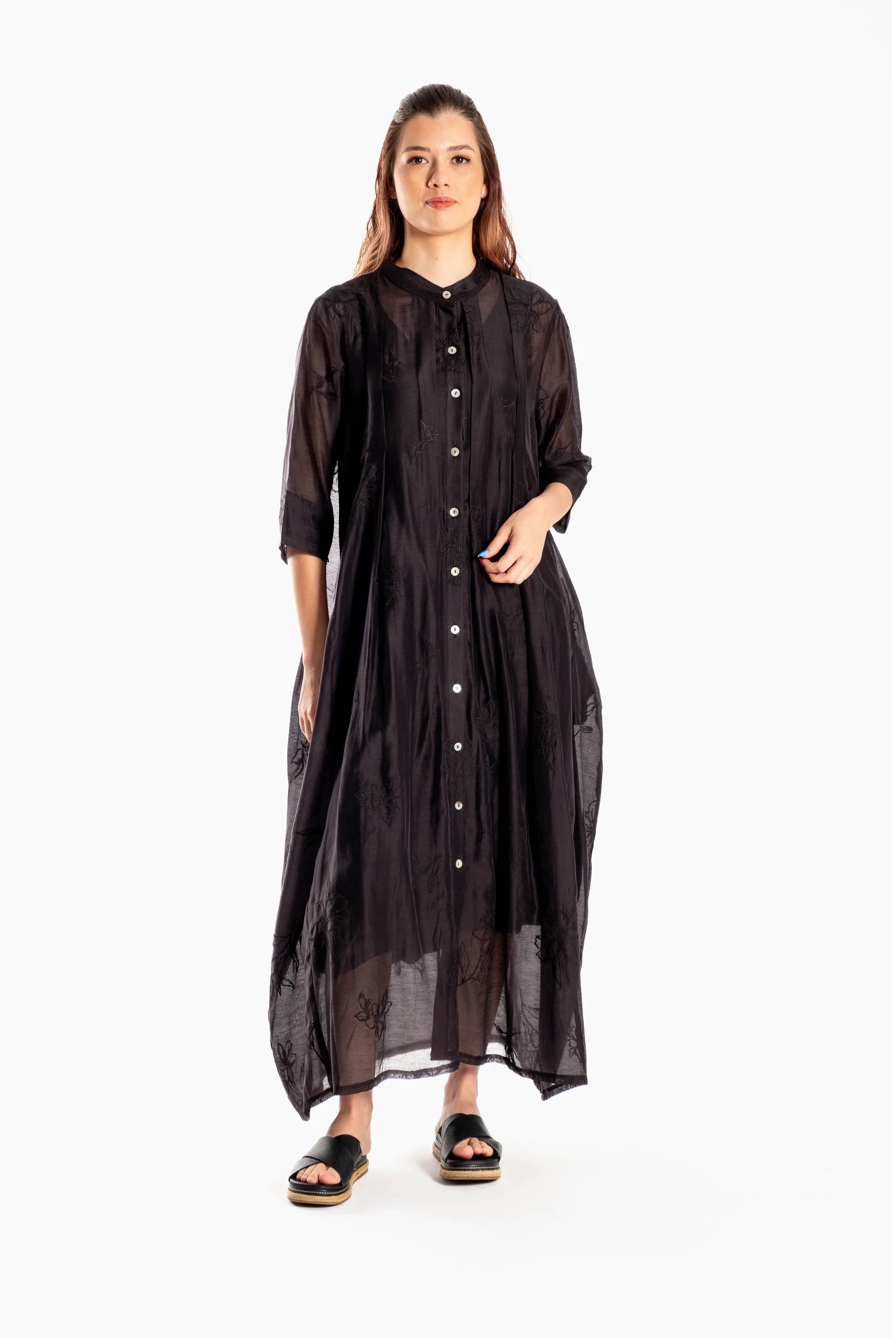 DEEANNE HOBBS FRENCH ME DRESS  EMBROIDERY - BLACK - THE VOGUE STORE