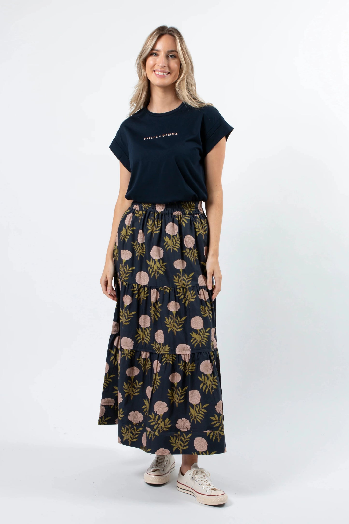 STELLA + GEMMA TORI SKIRT - FIORE NAVY - THE VOGUE STORE