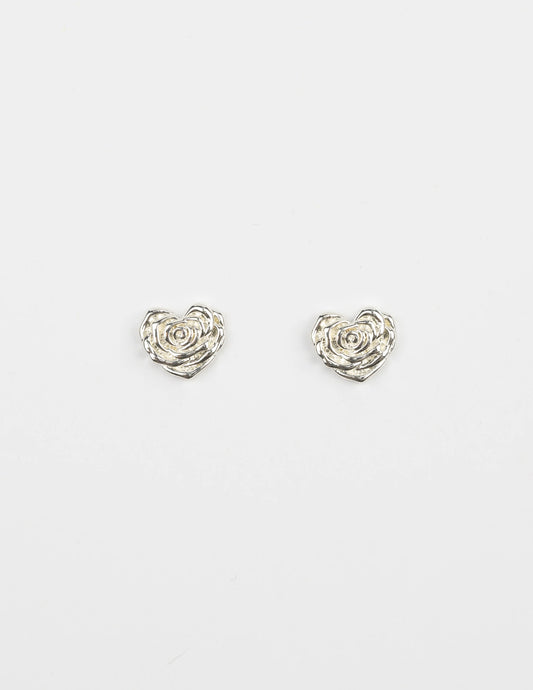 STELLA + GEMMA EARRING - HEART SHAPED FLOWER SILVER - THE VOGUE STORE