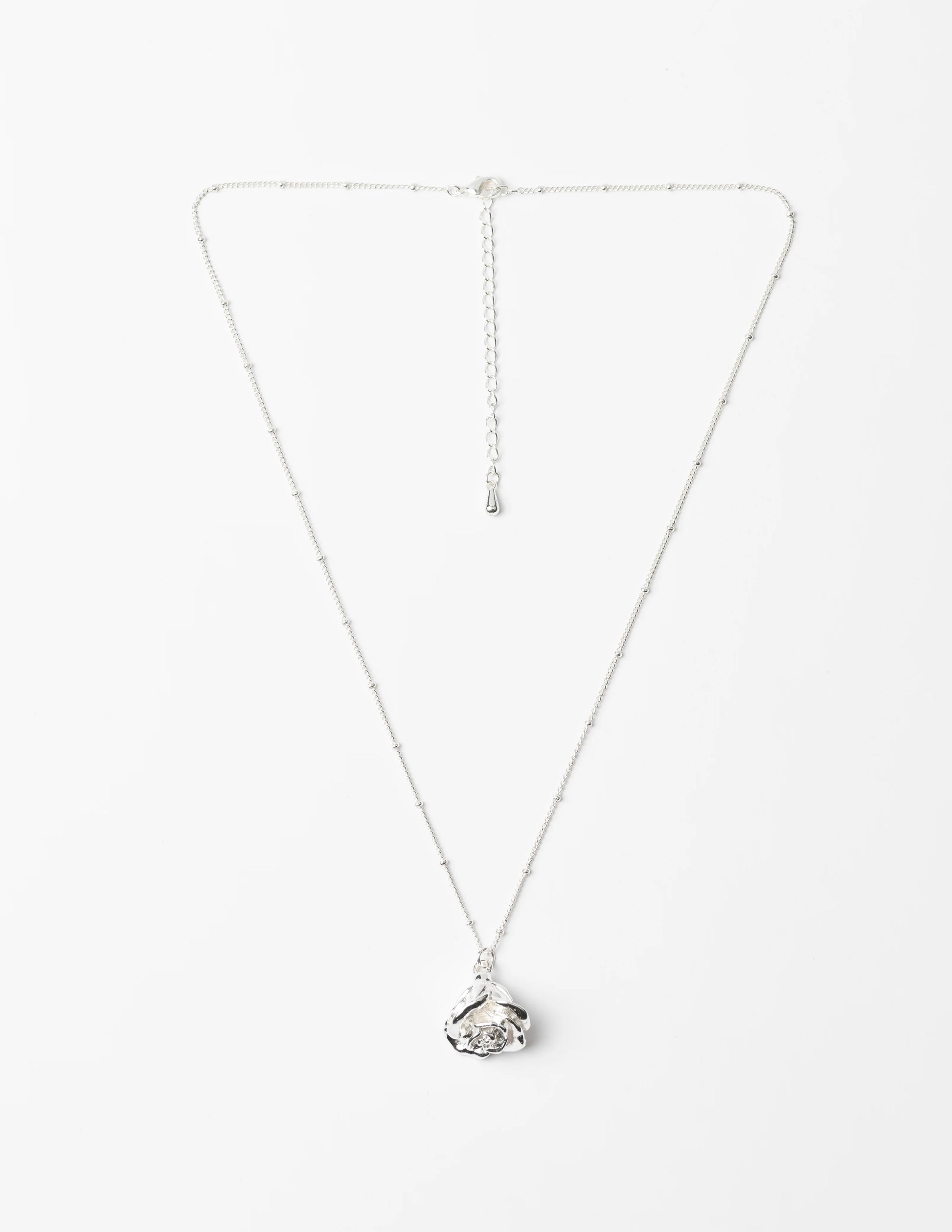 STELLA + GEMMA NECKLACE - SILVER DROP FLOWER - THE VOGUE STORE