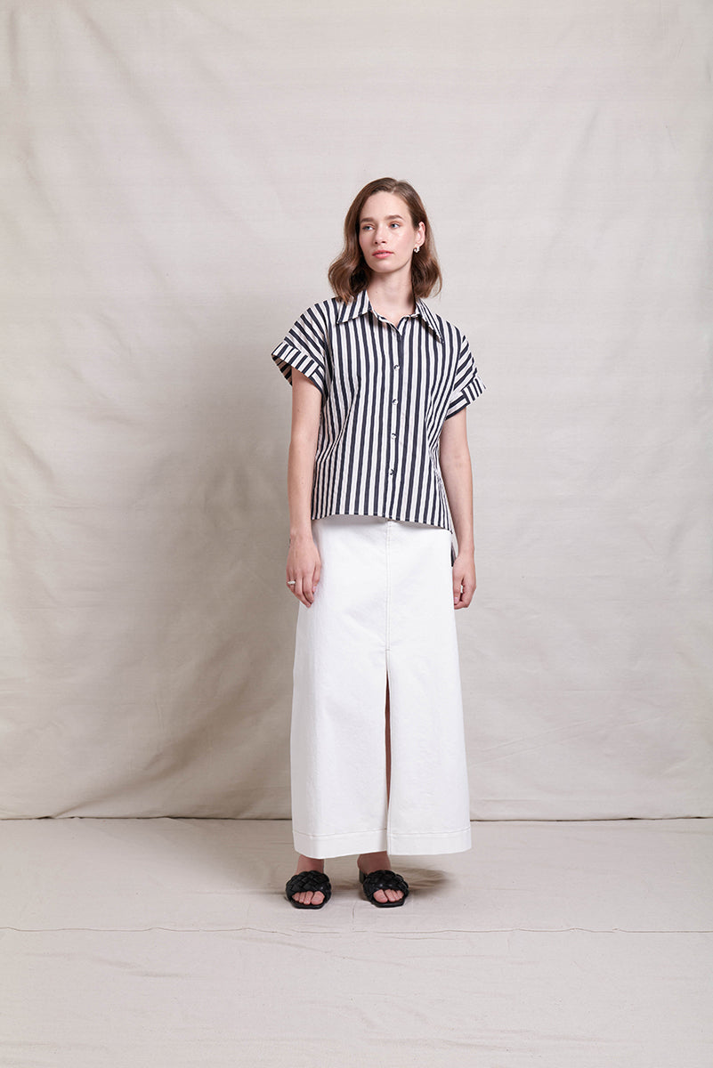 NERIS BI LINE SHIRT - INK STRIPE - THE VOGUE STORE