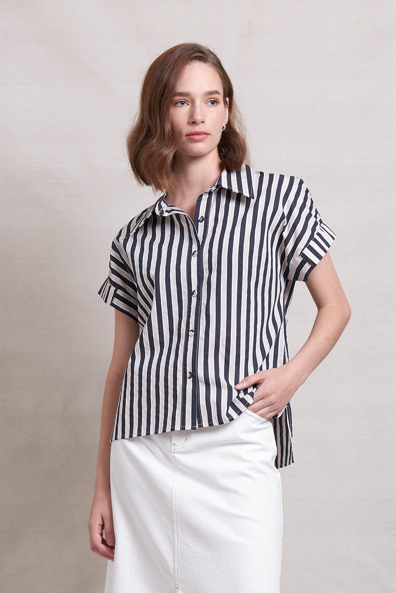 NERIS BI LINE SHIRT - INK STRIPE - THE VOGUE STORE