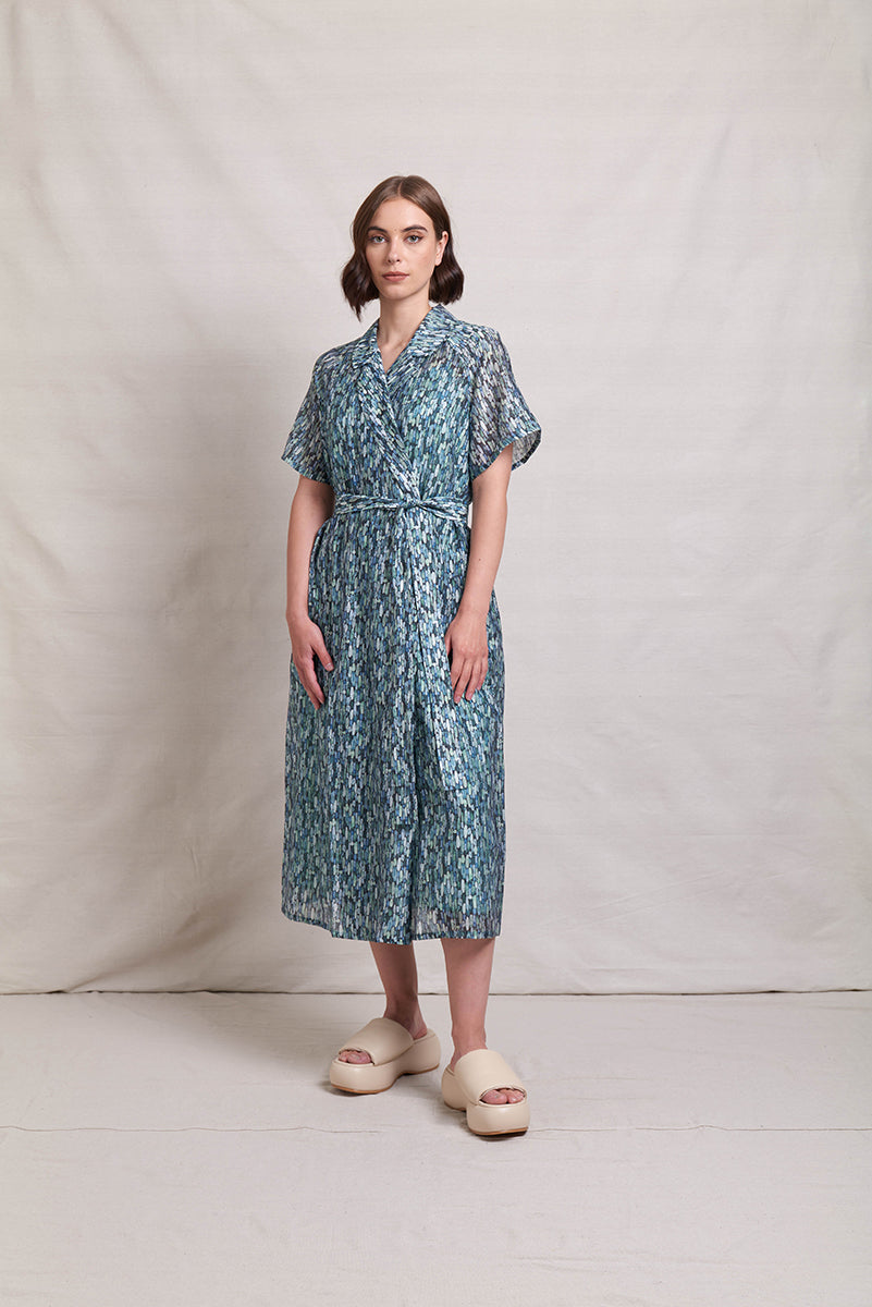 NERIS BOW RIVER WRAP DRESS - TRANQUIL - THE VOGUE STORE