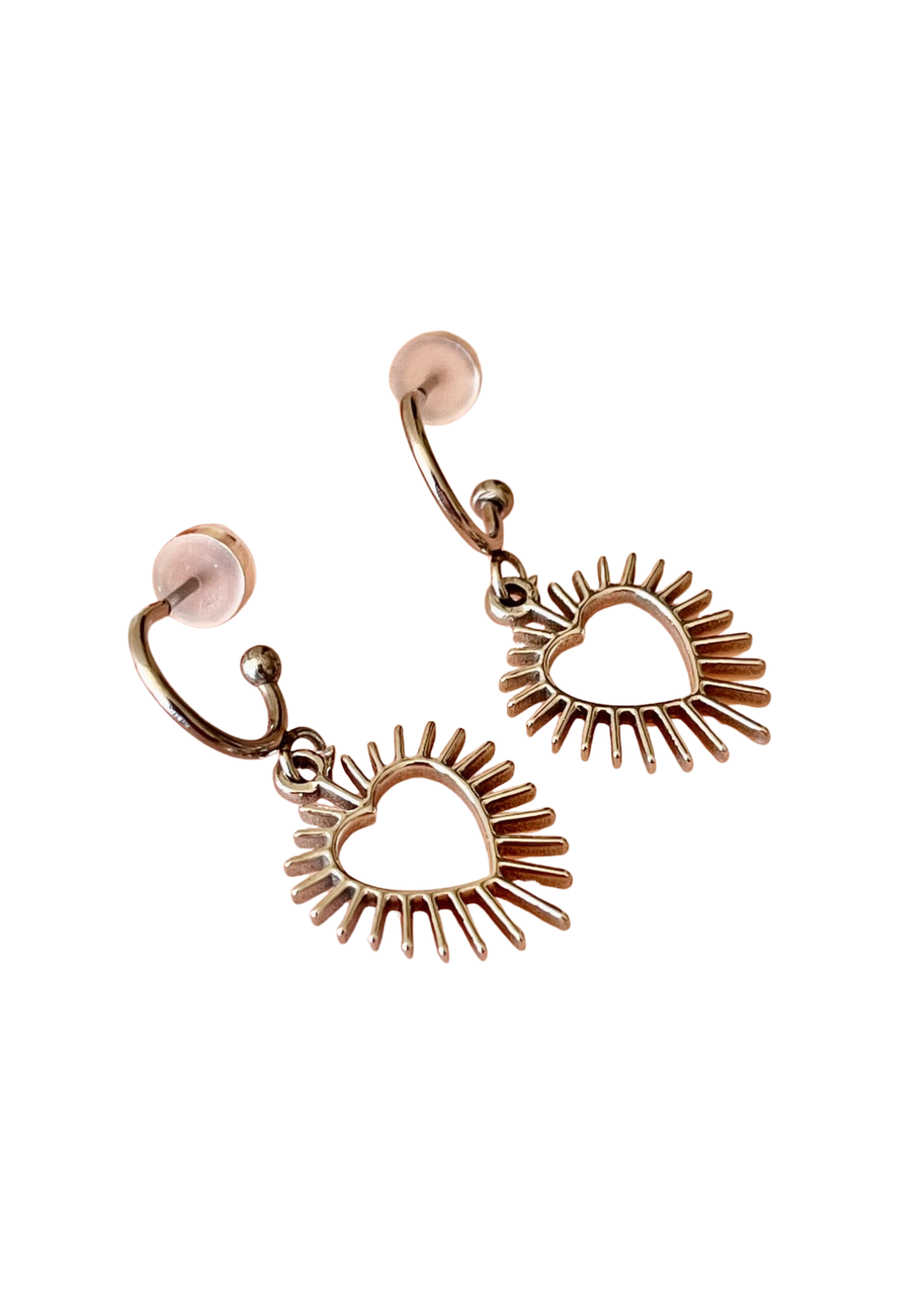 PENNY FOGGO SPIKY HEART HALF HOOPS - SILVER - THE VOGUE STORE