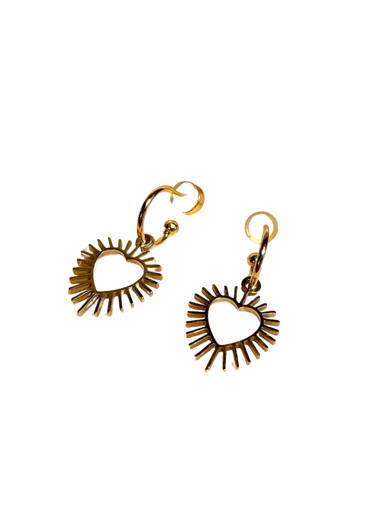 PENNY FOGGO SPIKY HEART HALF HOOPS - GOLD - THE VOGUE STORE