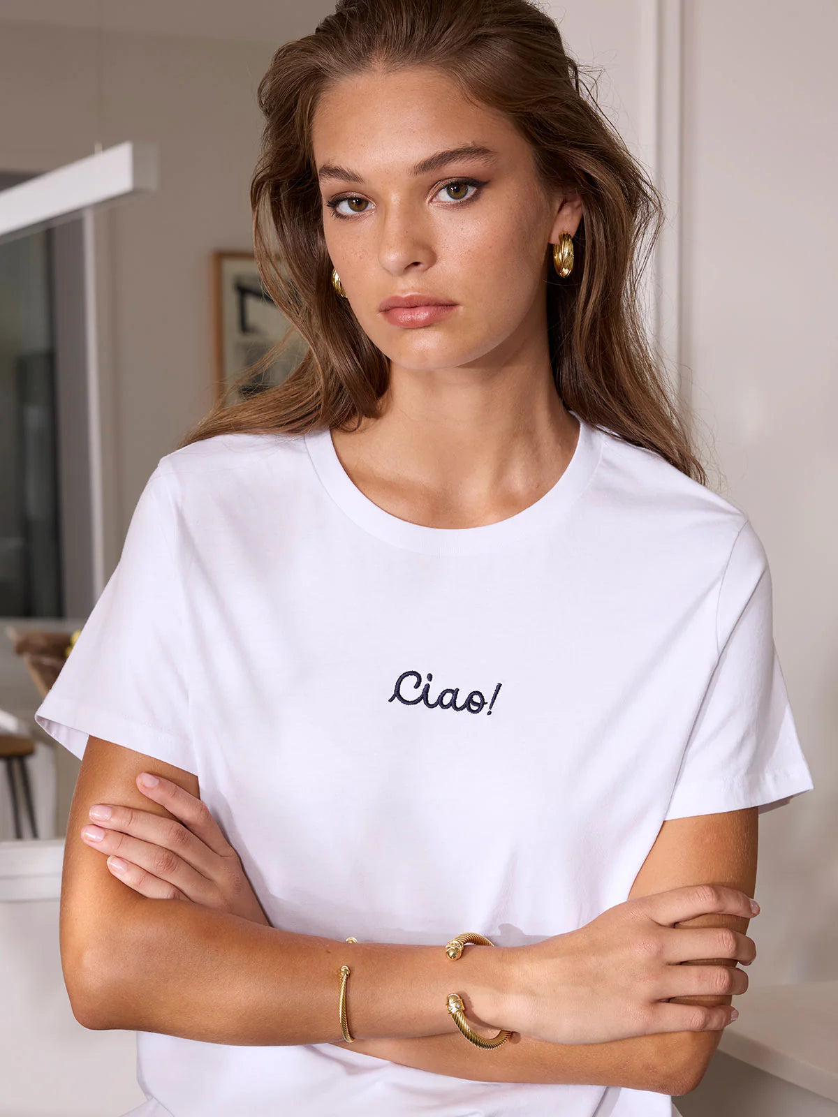 SILLS CIAO TEE - WHITE/NAVY - THE VOGUE STORE