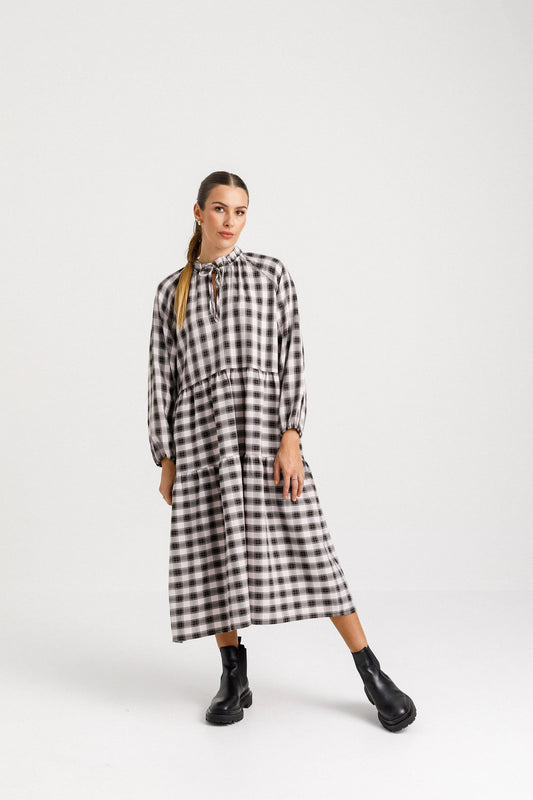 THING THING PARADISE DRESS - SOFT PINK CHECK - THE VOGUE STORE