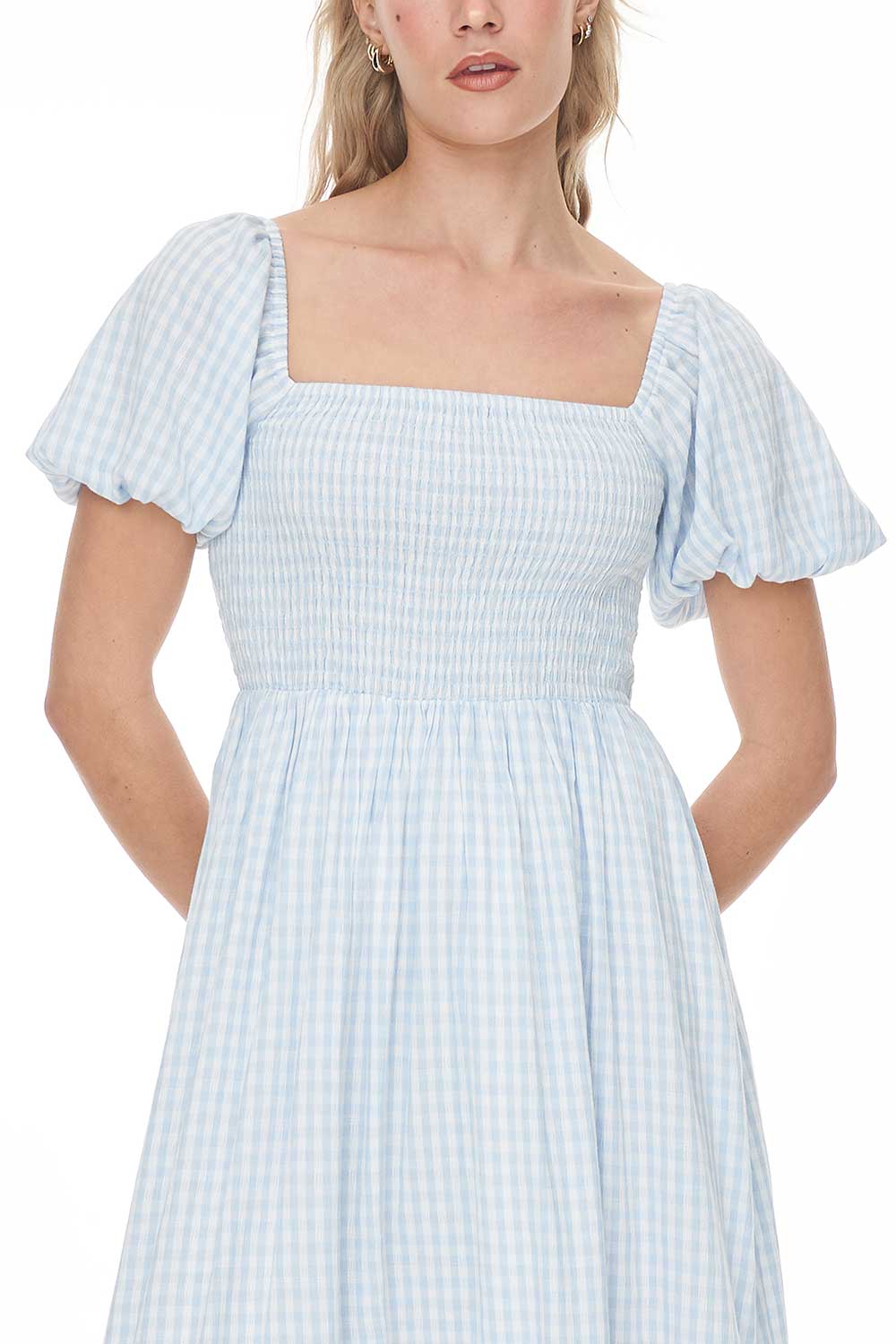 HUFFER CELINE LOVER MIDI DRESS  - BLUE/WHITE - THE VOGUE STORE