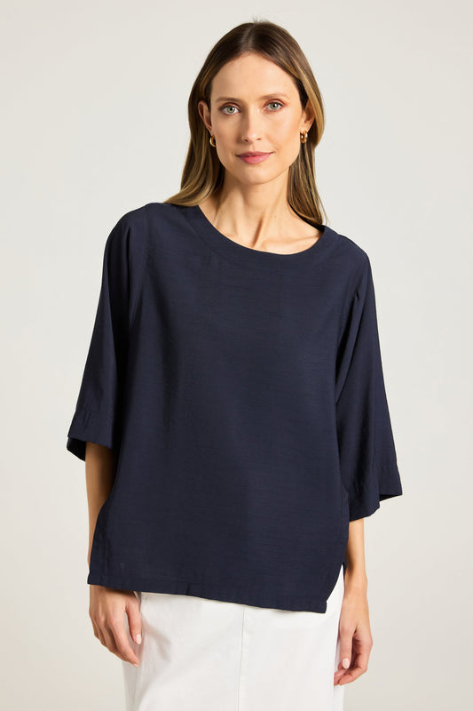 YARRA TRAIL SKYE TOP - NAVY - THE VOGUE STORE