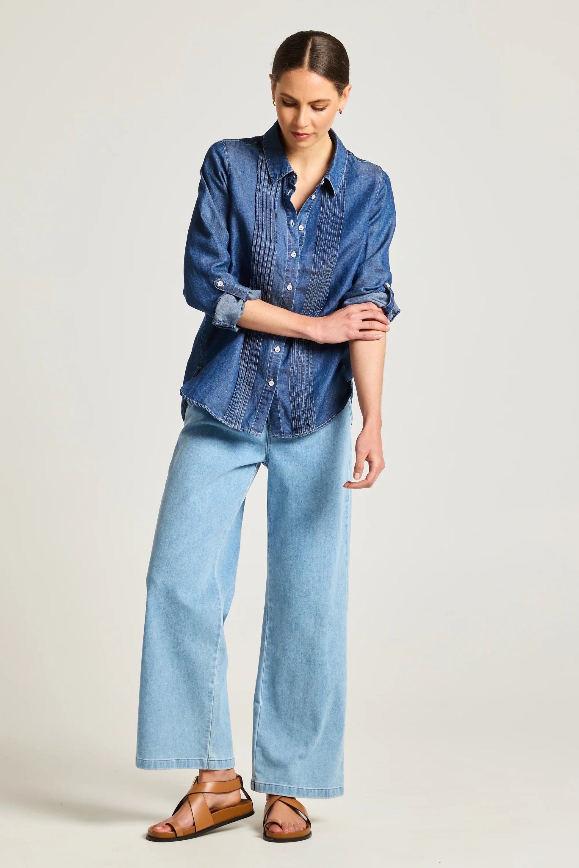 YARRA TRAIL MAYA SHIRT - CHAMBRAY - THE VOGUE STORE